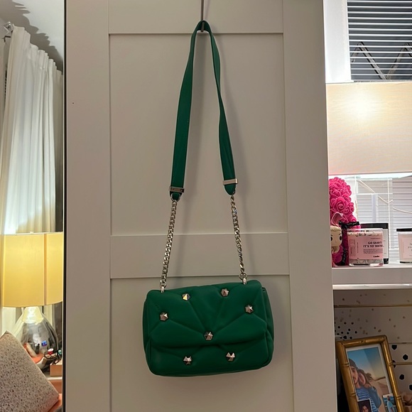 Zara Green Studded Quilted Handbag - Picture 2 of 6